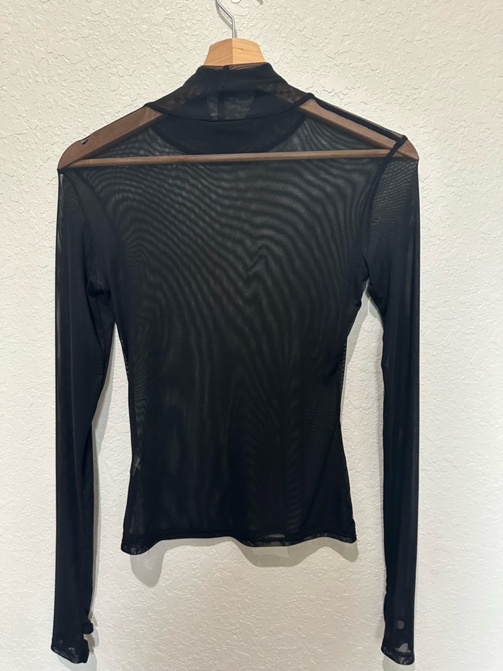 Foxblood Black Mesh Long Sleeve Turtleneck - Goth Layering Top - XS - Picture 3 of 5